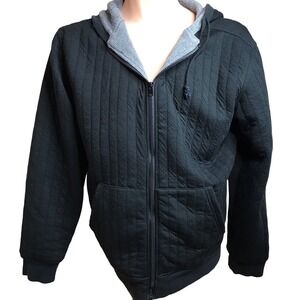 Urban Outfitters All Son Black Quilted Full Zip Hoodie Men XL